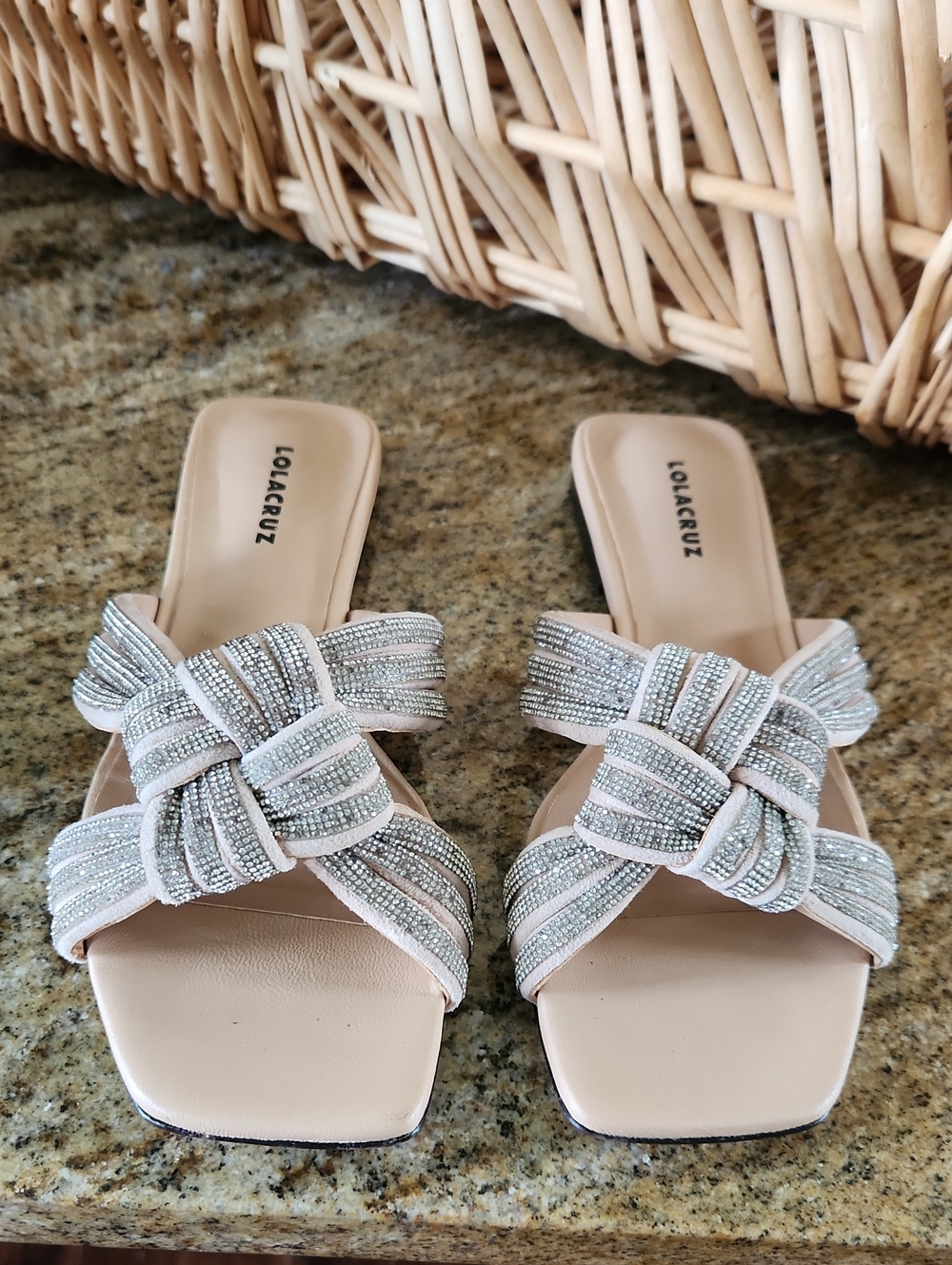 Lola Cruz Knot Embellished Crystal Rhinestones Slides Sandal Size EU 36 US 6 - Picture 2 of 14
